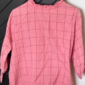 Folklore Las Ninas blouse. Size S. Mock ruffle neck. Sleeve ties.